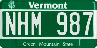 VT license plate NHM987