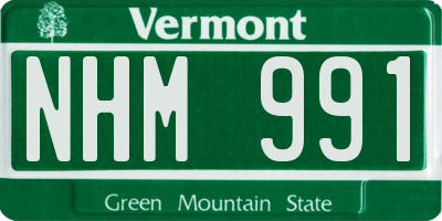 VT license plate NHM991