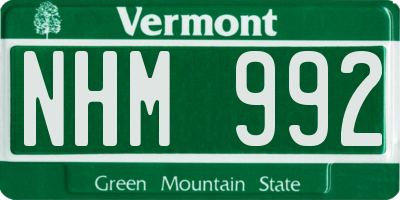 VT license plate NHM992