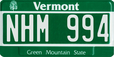 VT license plate NHM994