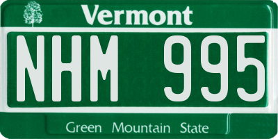 VT license plate NHM995