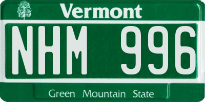 VT license plate NHM996