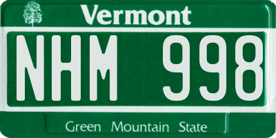 VT license plate NHM998