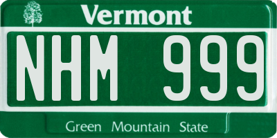 VT license plate NHM999