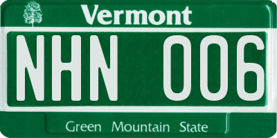 VT license plate NHN006