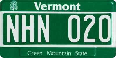 VT license plate NHN020