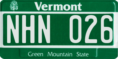VT license plate NHN026