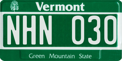 VT license plate NHN030