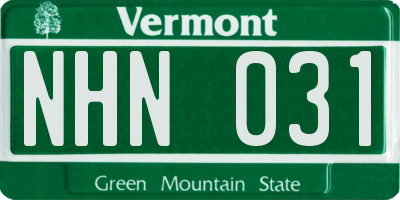 VT license plate NHN031