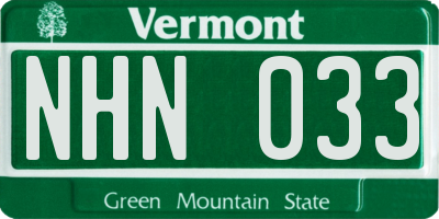 VT license plate NHN033