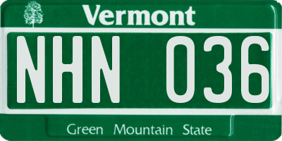 VT license plate NHN036