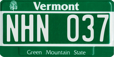 VT license plate NHN037