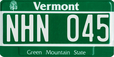 VT license plate NHN045