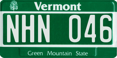 VT license plate NHN046
