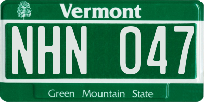 VT license plate NHN047