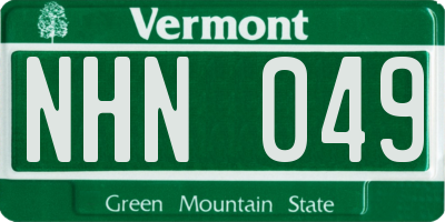 VT license plate NHN049