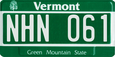 VT license plate NHN061