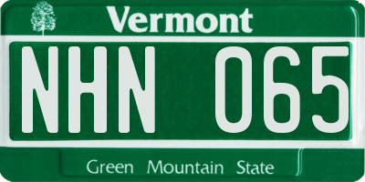 VT license plate NHN065