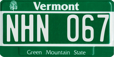 VT license plate NHN067