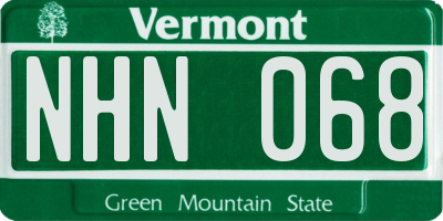 VT license plate NHN068