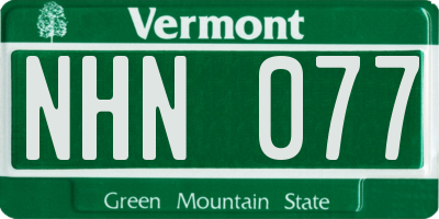 VT license plate NHN077