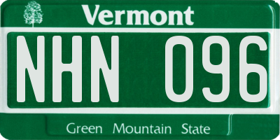 VT license plate NHN096