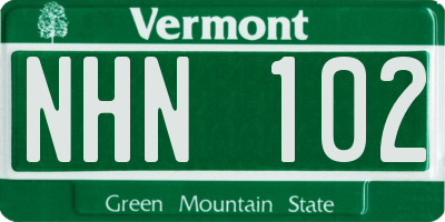 VT license plate NHN102