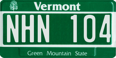 VT license plate NHN104