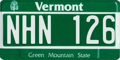 VT license plate NHN126