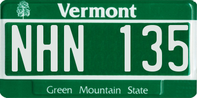 VT license plate NHN135