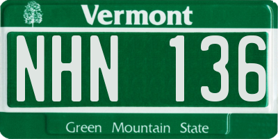 VT license plate NHN136