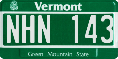 VT license plate NHN143