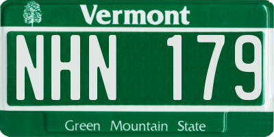 VT license plate NHN179