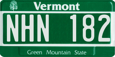 VT license plate NHN182