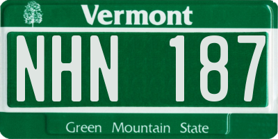 VT license plate NHN187