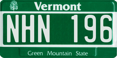 VT license plate NHN196