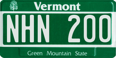 VT license plate NHN200