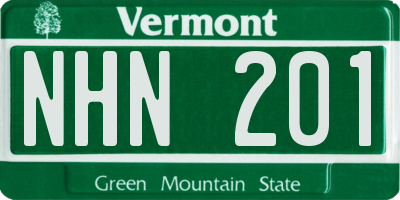 VT license plate NHN201