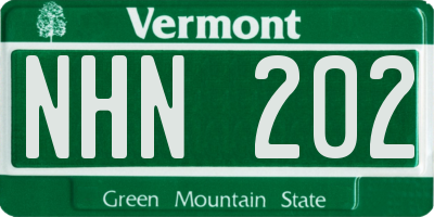 VT license plate NHN202