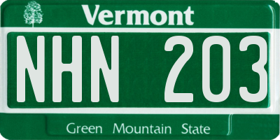 VT license plate NHN203