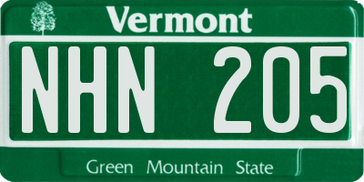 VT license plate NHN205