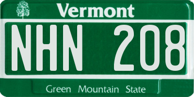 VT license plate NHN208