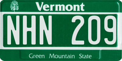 VT license plate NHN209