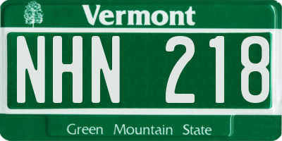VT license plate NHN218