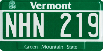VT license plate NHN219