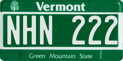 VT license plate NHN222