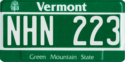 VT license plate NHN223