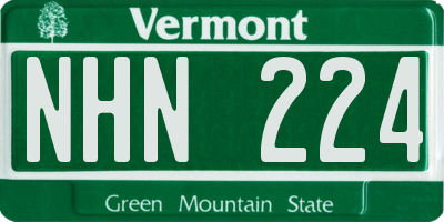 VT license plate NHN224