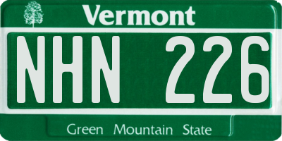 VT license plate NHN226
