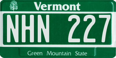 VT license plate NHN227